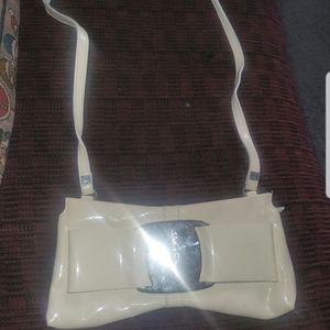 Salvatore Ferragamo silver satin mini